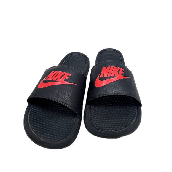 Nike Benassi JDI Black Challenge Red Slides Mens 15 - Picture 1 of 4